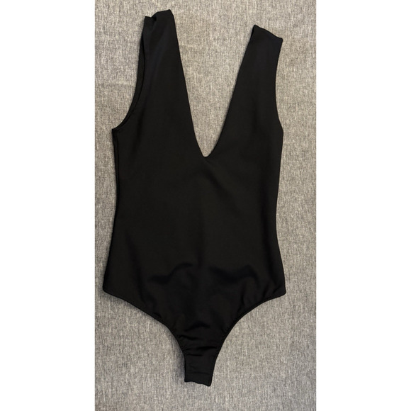Free People Tops - Free People Keep It Sleek Black V Neck Bodysuit Size XS